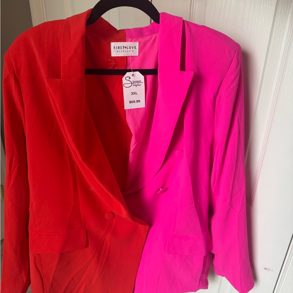First Love Women's Vibrant Red and Pink Blazer